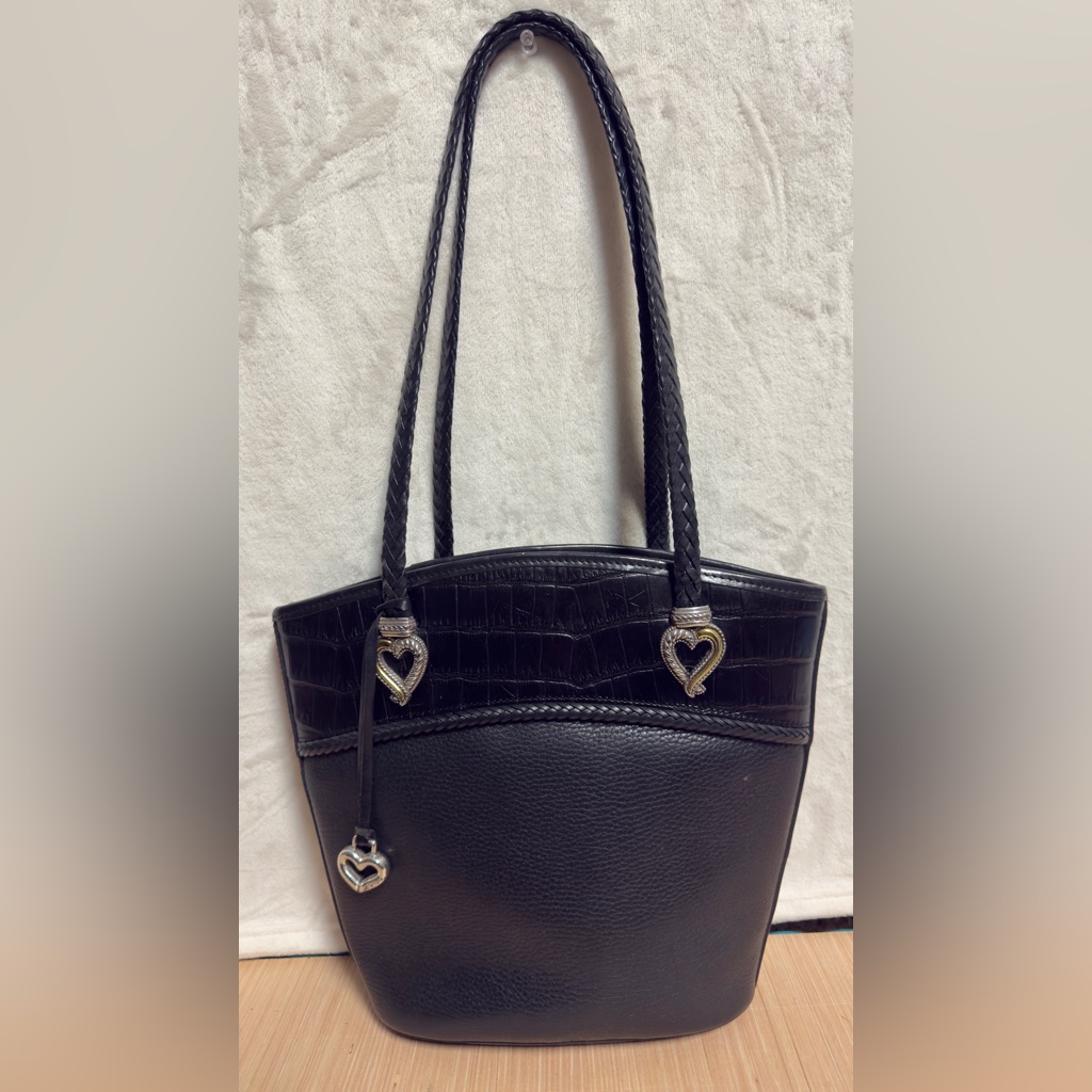 Brighton Elegant Black Croc Shoulder Bag
